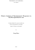 Cover page: Cluster Analysis of Questionnaire Responses to MyTherapistMatch.com