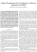 Cover page: Packet Classification for Core Routers: Is there an alternatives to CAMs?
