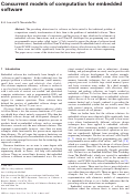 Cover page: Concurrent models of computation for embedded software