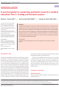 Cover page: A practical guide for conducting qualitative research in medical education: Part 2—Coding and thematic analysis