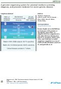 Cover page: A genome sequencing system for universal newborn screening, diagnosis, and precision medicine for severe genetic diseases