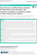 Cover page: Does discovery of differentially culturable M tuberculosis really demand a new treatment paradigm? Longitudinal analysis of DNA clearance from sputum