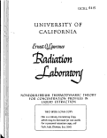 Cover page: NONEQUILIBRIUM THERMODYNAMIC THEORY FOR CONCENTRATION PROFILES IN LIQUID EXTRACTION