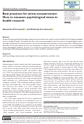 Cover page: Best practices for stress measurement: How to measure psychological stress in health research