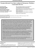 Cover page: Trauma-informed Care Interventions in Emergency Medicine: A Systematic Review