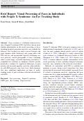 Cover page: Brief Report: Visual Processing of Faces in Individuals with Fragile X Syndrome: An Eye Tracking Study