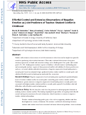 Cover page: Effortful Control and Extensive Observations of Negative Emotion as Joint Predictors of Teacher–Student Conflict in Childhood