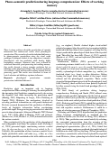 Cover page: Phono-semantic prediction during language comprehension: Effects of working memory