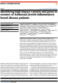 Cover page: Identifying high-impact variants and genes in exomes of Ashkenazi Jewish inflammatory bowel disease patients.