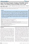 Cover page: Super-Resolution Dynamic Imaging of Dendritic Spines Using a Low-Affinity Photoconvertible Actin Probe