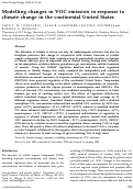 Cover page: Modelling changes in VOC emission in response to climate change in the continental United States