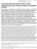 Cover page: A genome-wide association study of early menopause and the combined impact of identified variants