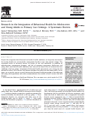 Cover page: Research in the Integration of Behavioral Health for Adolescents and Young Adults in Primary Care Settings: A Systematic Review