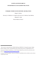 Cover page: Survey Questionnaire on Environmental Management Practices: Summary of Results by Industry and practices