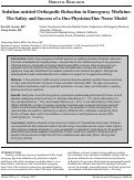 Cover page: Sedation-assisted Orthopedic Reduction in Emergency Medicine: The Safety and Success of a One Physician/One Nurse Model