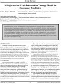 Cover page: A Single-session Crisis Intervention Therapy Model for Emergency Psychiatry