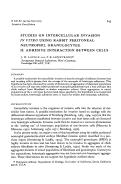 Cover page: Studies on intercellular invasion in vitro using rabbit peritoneal neutrophil granulocytes.: II. Adhesive interaction between cells