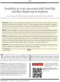 Cover page: Variability in Costs Associated with Total Hip and Knee Replacement Implants