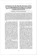 Cover page: Techniques for the Specific Detection of the Two Huanglongbing (Greening) Liberobacter Species: DNA/DNA Hybridization and DNA Amplification by PCR
