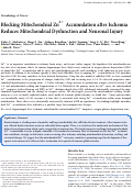 Cover page: Blocking mitochondrial Zn2+ accumulation after ischemia reduces mitochondrial dysfunction and neuronal injury.