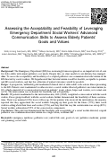 Cover page: Assessing the Acceptability and Feasibility of Leveraging Emergency Department Social Workers Advanced Communication Skills to Assess Elderly Patients Goals and Values.