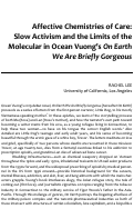 Cover page: Affective Chemistries of Care: Slow Activism and the Limits of the Molecular in Ocean Vuong’s On Earth We Are Briefly Gorgeous