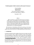 Cover page: Wealth Inequality, Wealth Constraints and Economic Performance