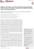 Cover page: Children with Autism and Their Typically Developing Siblings Differ in Amplicon Sequence Variants and Predicted Functions of Stool-Associated Microbes