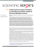 Cover page: Innate immune system activation in zebrafish and cellular models of Diamond Blackfan Anemia