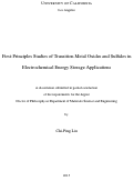 Cover page: First-Principles Studies of Transition Metal Oxides and Sulfides in Electrochemical Energy Storage Applications