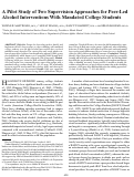 Cover page: A pilot study of two supervision approaches for peer-led alcohol interventions with mandated college students.