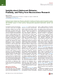 Cover page: Insights about Adolescent Behavior, Plasticity, and Policy from Neuroscience Research