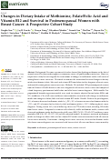 Cover page: Changes in Dietary Intake of Methionine, Folate/Folic Acid and Vitamin B12 and Survival in Postmenopausal Women with Breast Cancer: A Prospective Cohort Study