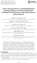 Cover page: Views and Experiences of Suicidal Ideation During Pregnancy and the Postpartum: Findings from Interviews with Maternal Care Clinic Patients