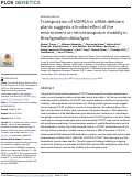 Cover page: Transposition of HOPPLA in siRNA-deficient plants suggests a limited effect of the environment on retrotransposon mobility in Brachypodium distachyon