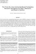 Cover page: The Three Rs: How Community-Based Participatory Research Strengthens the Rigor, Relevance, and Reach of Science