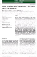 Cover page: Parents' involvement in care order decisions: a cross‐country study of front‐line practice