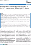 Cover page: Impaired adult olfactory bulb neurogenesis in the R6/2 mouse model of Huntington's disease
