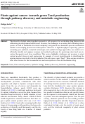 Cover page: Plants against cancer: towards green Taxol production through pathway discovery and metabolic engineering.