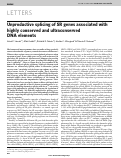 Cover page: Unproductive splicing of SR genes associated with highly conserved and ultraconserved DNA elements