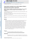 Cover page: Sleep Duration Moderates the Association Between Children’s Temperament and Academic Achievement