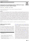 Cover page: Studying the neuropsychological sequelae of SARS-CoV-2: lessons learned from 35 years of neuroHIV research