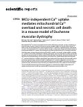 Cover page: MCU-independent Ca2+ uptake mediates mitochondrial Ca2+ overload and necrotic cell death in a mouse model of Duchenne muscular dystrophy.