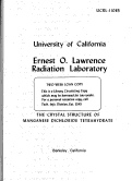 Cover page: THE CRYSTAL STRUCTURE OF MANGANESE DICHLORIDE TETRAHYDRATE