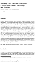 Cover page: “Hearing” and Auditory Neuropathy: Lessons from Patients, Physiology, and Genetics