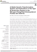 Cover page: A Stable Genetic Transformation System and Implications of the Type IV Restriction System in the Nitrogen-Fixing Plant Endosymbiont Frankia alni ACN14a