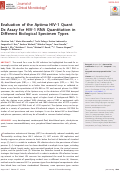 Cover page: Evaluation of the Aptima HIV-1 Quant Dx Assay for HIV-1 RNA Quantitation in Different Biological Specimen Types