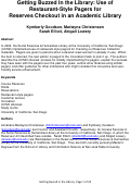 Cover page: Getting Buzzed In the Library: Use of Restaurant-Style Pagers for Reserves Checkout in an Academic Library