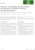 Cover page: Retraction: ‘Viral pathogenicity determinants are suppressors of transgene silencing in Nicotiana benthamiana’