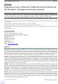 Cover page: Regulatory Issues in Electronic Health Records for Adolescent HIV Research: Strategies and Lessons Learned